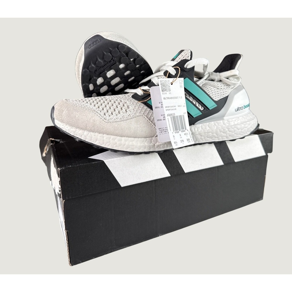 Adidas Ultraboost 1.0 Mens Size 9.5 White Grey Teal New JQ0823 Running Shoes